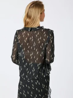 Hot Neo Noir Carola Flower Branch Blouse Black