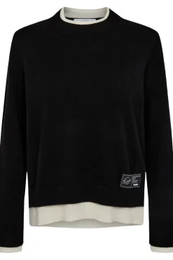 Hot Haute L'Amitié Cash Two-In-One Pullover HL10302 Black/ Off-White