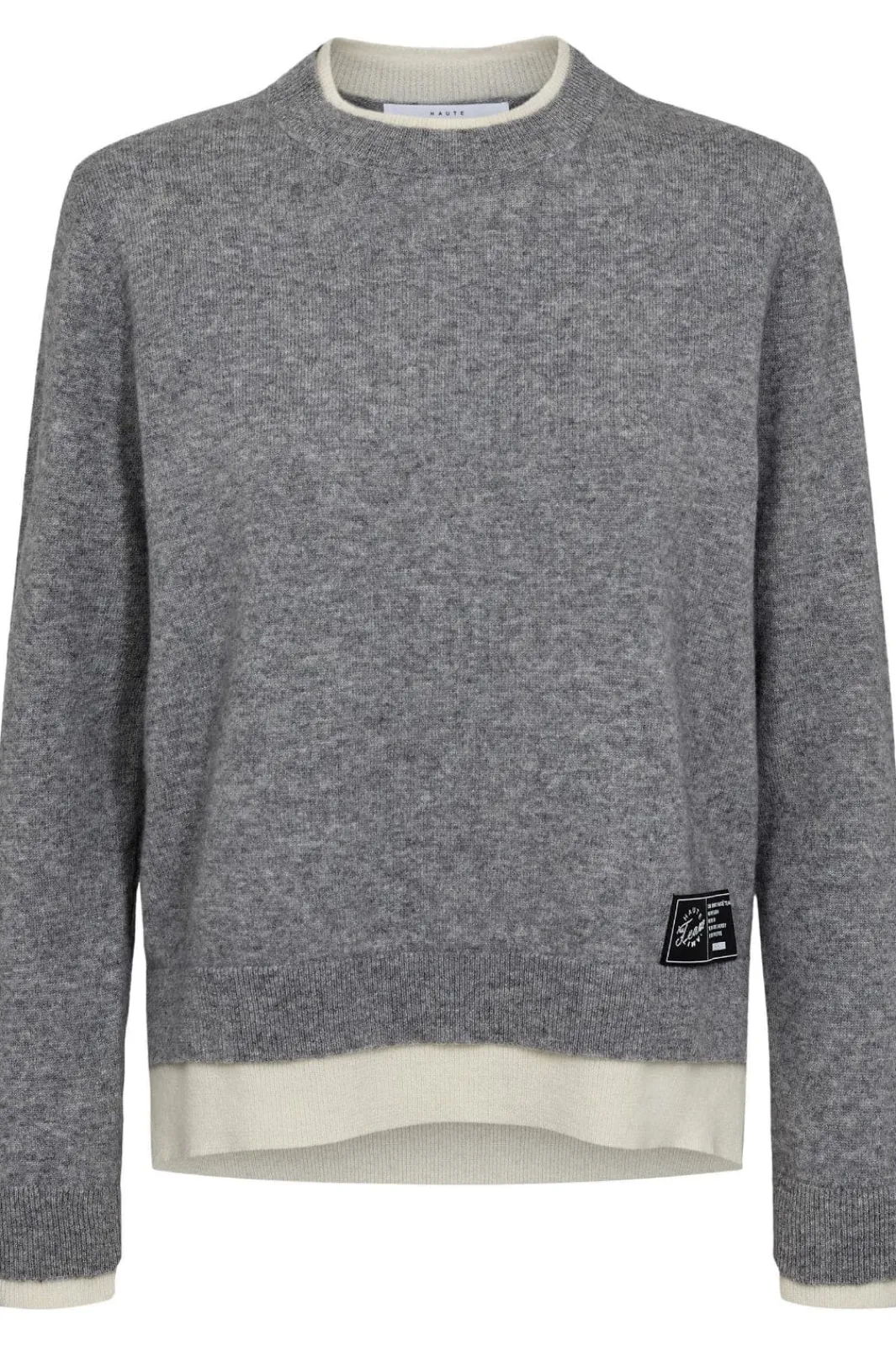 Clearance Haute L'Amitié Cash Two-In-One Pullover HL10302 Light Grey Melange/ Off-White