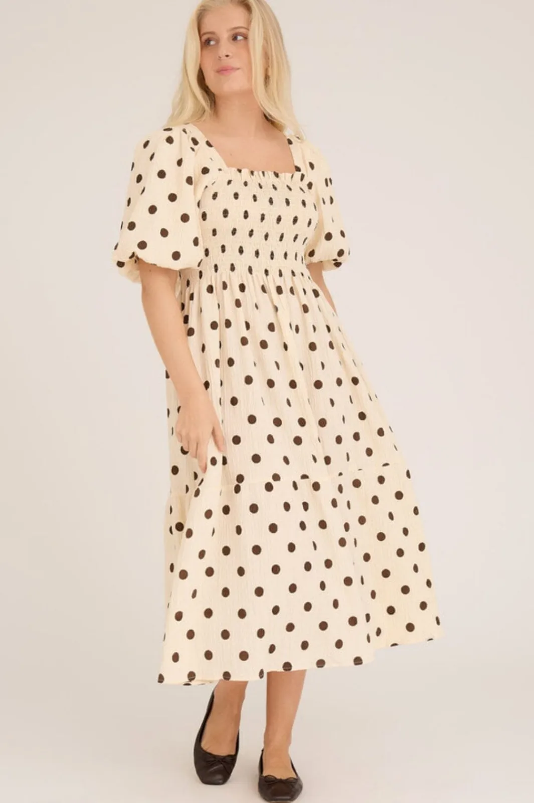 Discount A-View Cheri Dot Dress 186 Sand/Brown