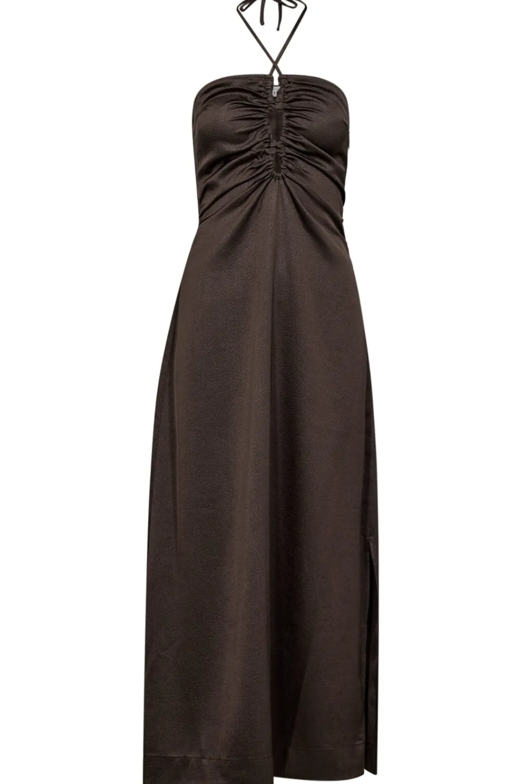 Hot Haute L'Amitié Chrisse Tie Slit Dress HL10103 Mocca
