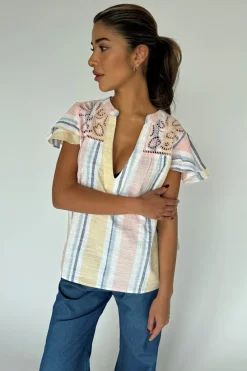 Continue Christel Top 14912 Yellow Stripe