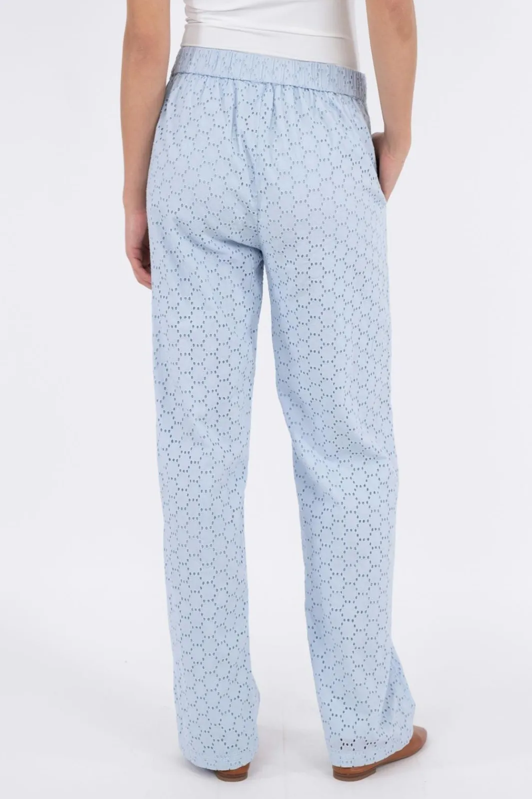 Outlet Neo Noir Claira Broiderie Pants Light Blue