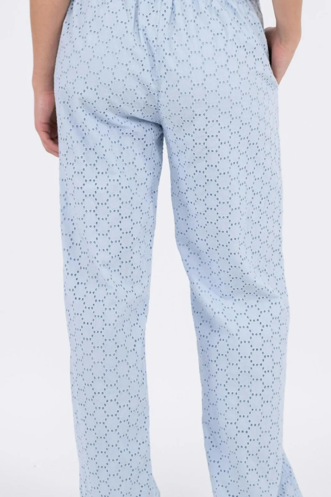 Outlet Neo Noir Claira Broiderie Pants Light Blue