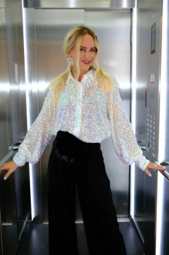 Discount Valentin Studio Classy Sequins Shirt offwhite