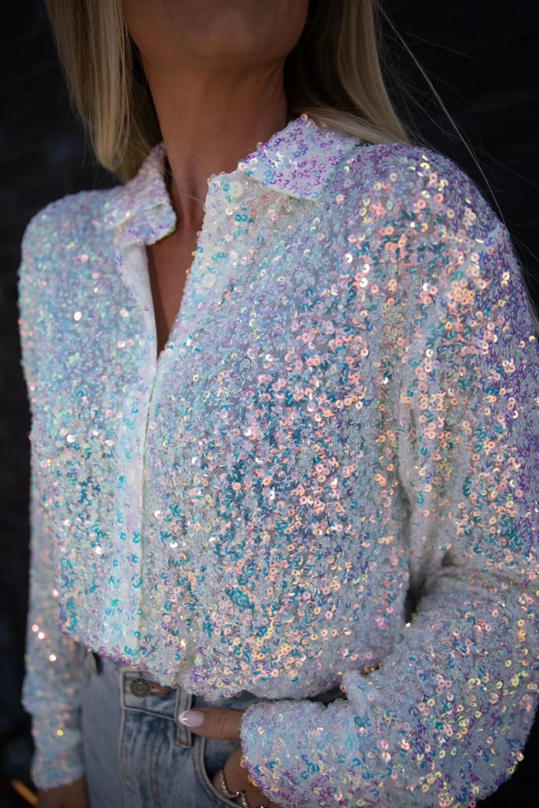 Discount Valentin Studio Classy Sequins Shirt offwhite