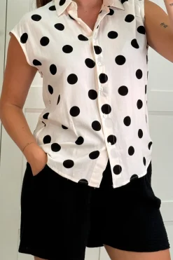 Online A-bee Cleo Polka Dot Blouse Beige