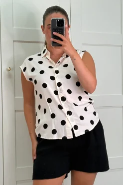 Online A-bee Cleo Polka Dot Blouse Beige