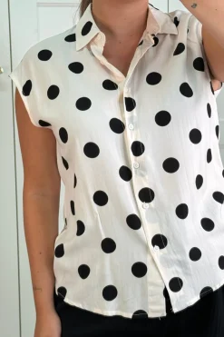 Online A-bee Cleo Polka Dot Blouse Beige