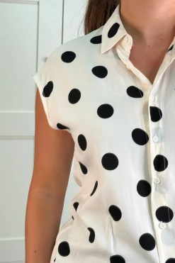 Online A-bee Cleo Polka Dot Blouse Beige