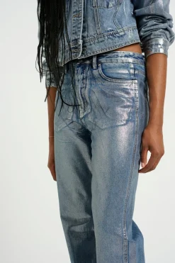 Outlet Gestuz Coatygz Straigt Jeans 10909560 106664 Coated Silver Blue Wash