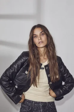 Best Haute L'Amitié Cocktail Leather Jacket HL10008 Black