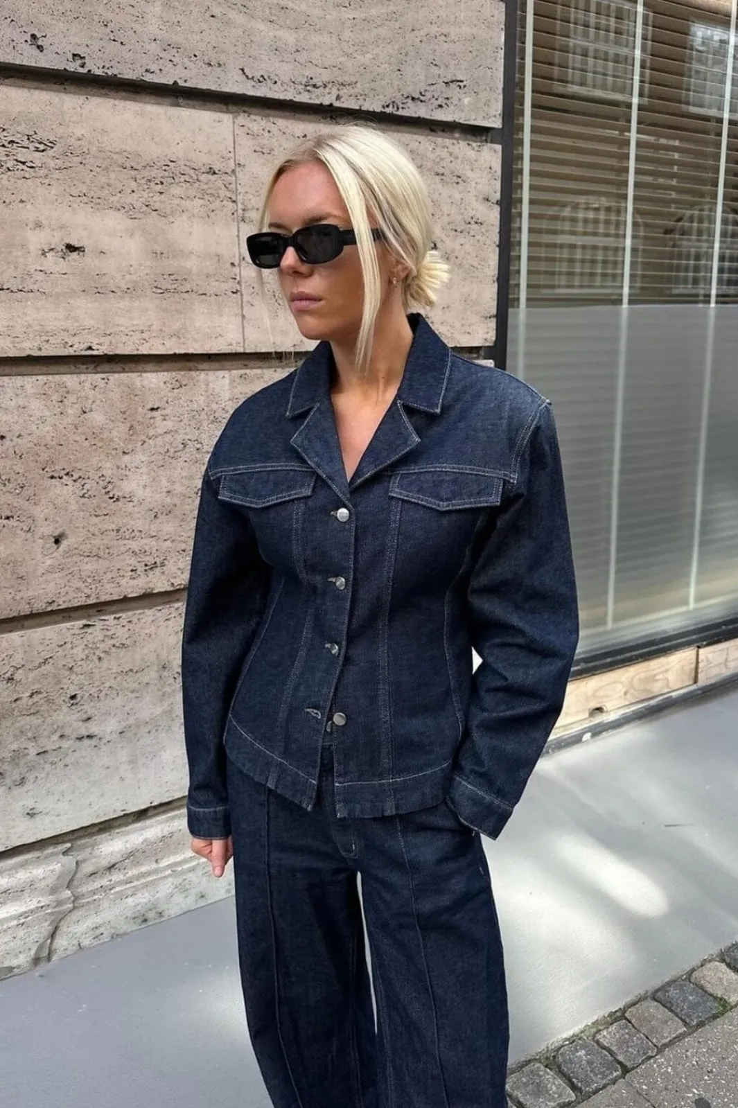Online Second Female Columbus Jacket 57948 5998 Dark blue denim