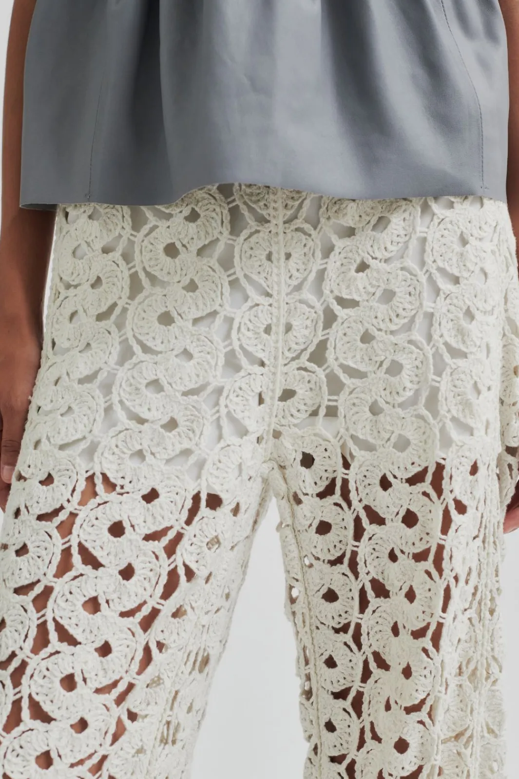 Online Second Female Coralie Knit Pants 59588 Light Grey Melange 7001
