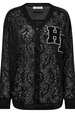 Clearance Haute L'Amitié Court Ls Lace Tee HL10529 Black