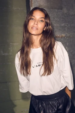 Sale Haute L'Amitié Crew Rub Print Tee HL10385 White