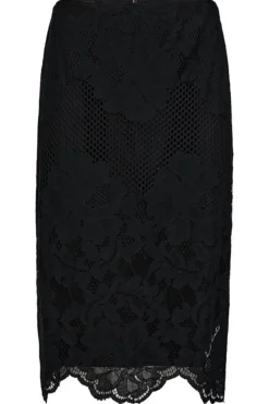 Haute L'Amitié Curvey Lace Hem Pencil Skirt HL10015 Black