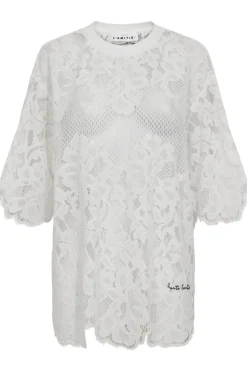 Discount Haute L'Amitié Curvey Lace Hem Tee HL10222 Off-White