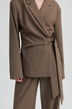 Hot Second Female Dakota Wrap Blazer 60407 6144 Mid Brown Melange
