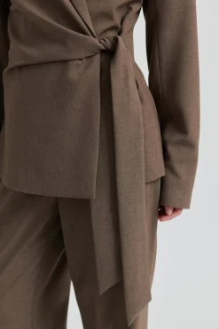 Hot Second Female Dakota Wrap Blazer 60407 6144 Mid Brown Melange