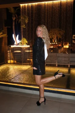 Clearance Valentin Studio Darling sequins dress black w/white