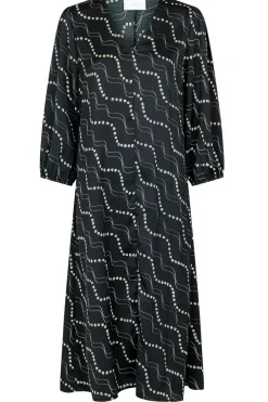 New Neo Noir Delfina Flower Stripe Dress Black