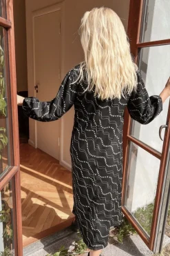 New Neo Noir Delfina Flower Stripe Dress Black