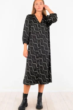 New Neo Noir Delfina Flower Stripe Dress Black