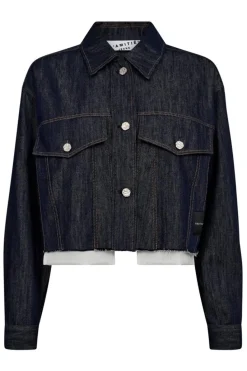 Clearance Haute L'Amitié Denim Cargo Crop Shirt HL10318 Dark Denim