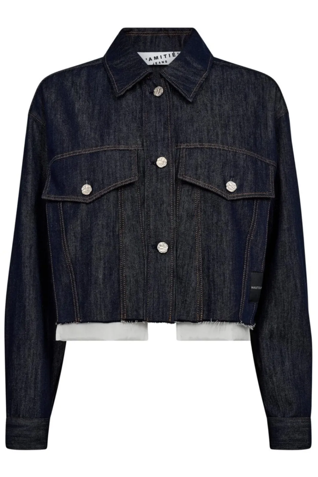 Clearance Haute L'Amitié Denim Cargo Crop Shirt HL10318 Dark Denim