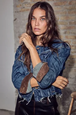 Outlet Haute L'Amitié Denize Crop Denim Jacket HL10440 Denim blue