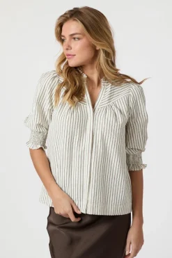 Hot Neo Noir Diana Crepe Stripe Blouse 165203 210