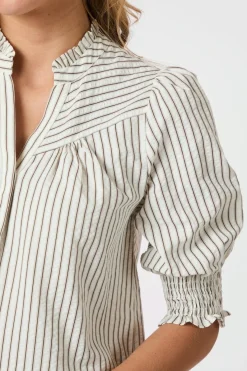 Hot Neo Noir Diana Crepe Stripe Blouse 165203 210