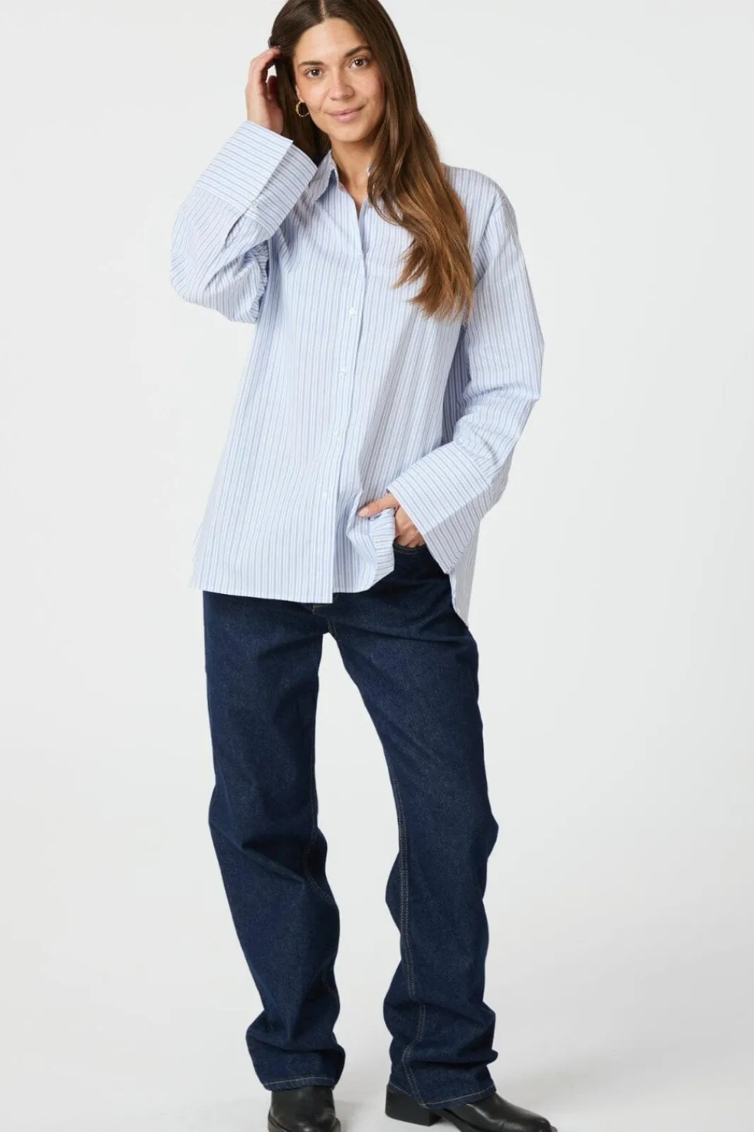 Discount Neo Noir Dita Mini Stripe Shirt 162706 Light Blue