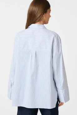 Discount Neo Noir Dita Mini Stripe Shirt 162706 Light Blue