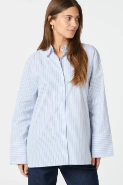 Discount Neo Noir Dita Mini Stripe Shirt 162706 Light Blue