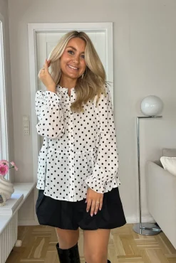 Best Dear Molly Dot Blouse 127510B White W.black Dots