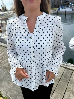 Best Dear Molly Dot Blouse 127510B White W.black Dots