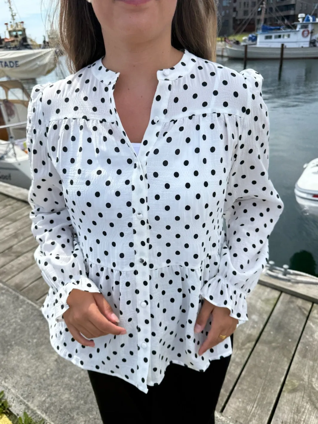 Best Dear Molly Dot Blouse 127510B White W.black Dots