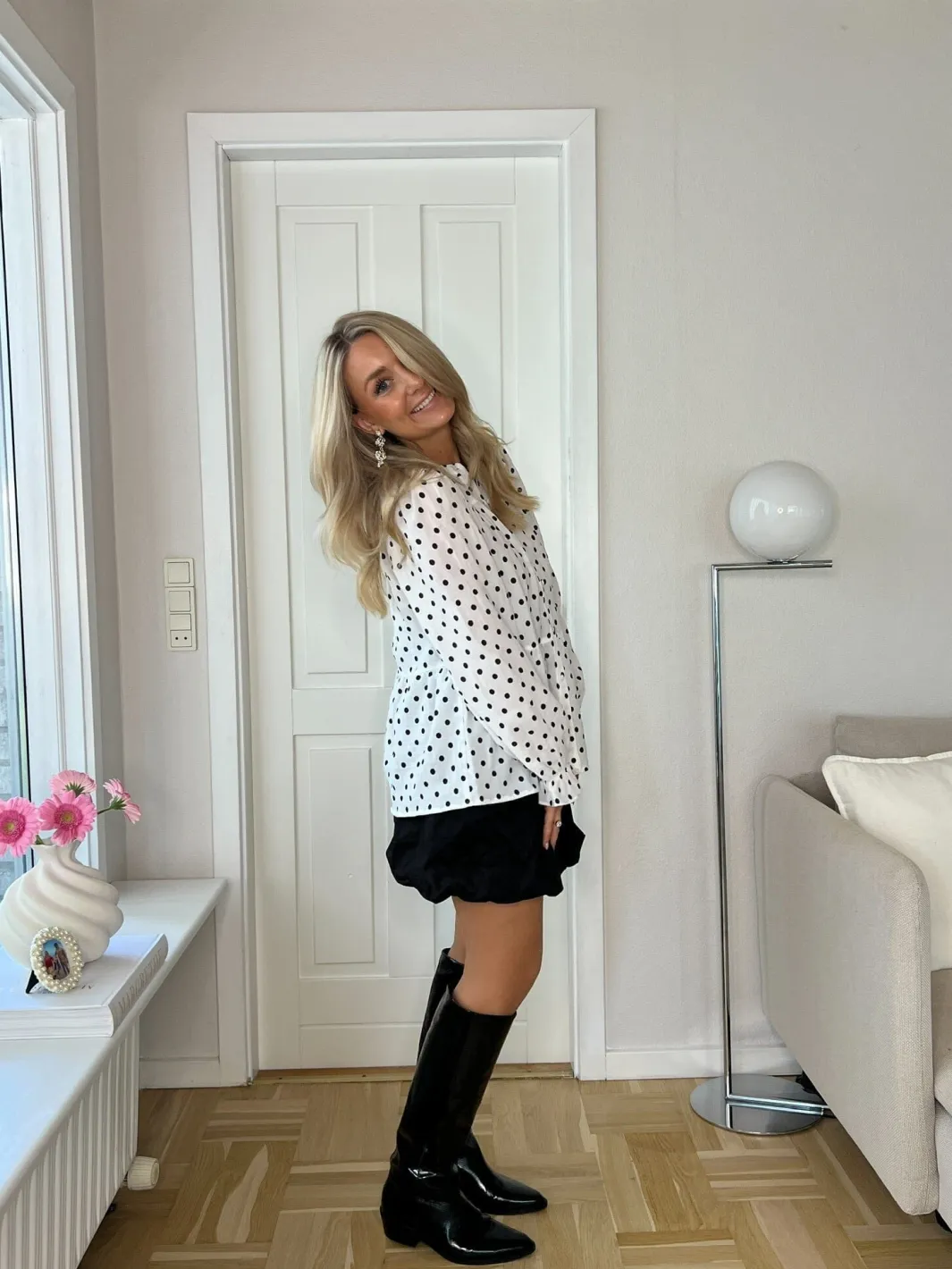 Best Dear Molly Dot Blouse 127510B White W.black Dots