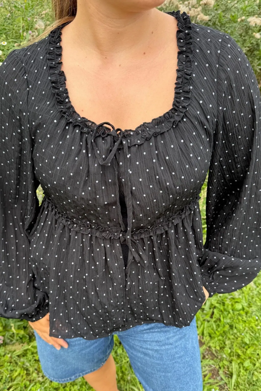 Dear Molly Dot Bow 156761C Black W.white Dots