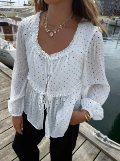 Hot Dear Molly Dot Bow 156761C White W.black Dots