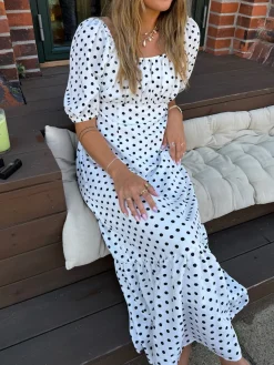 Online Dear Molly Dot Dress 129650B White W.black Dots