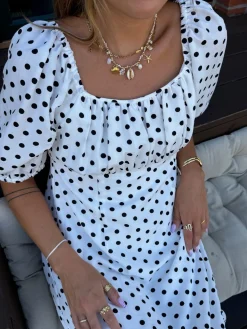 Online Dear Molly Dot Dress 129650B White W.black Dots