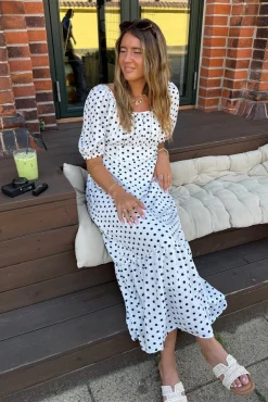 Online Dear Molly Dot Dress 129650B White W.black Dots