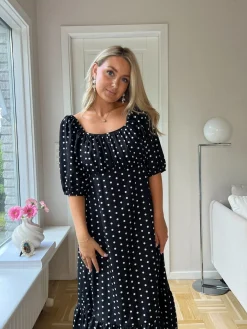 New Dear Molly Dot Dress 129650B Black W.white Dots