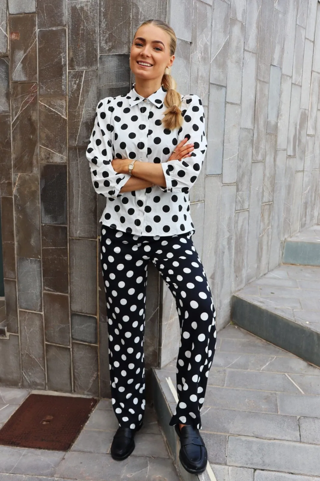 Hot Liberte Dot Pants 22365 Black White Big Dot
