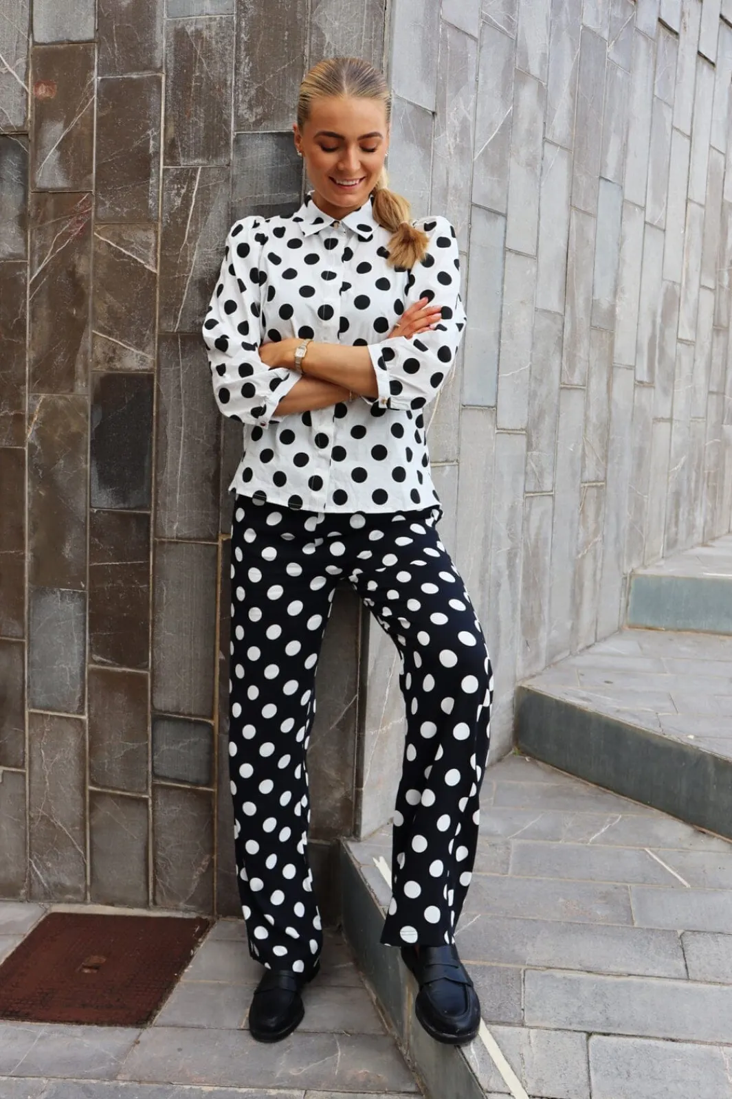 Hot Liberte Dot Pants 22365 Black White Big Dot