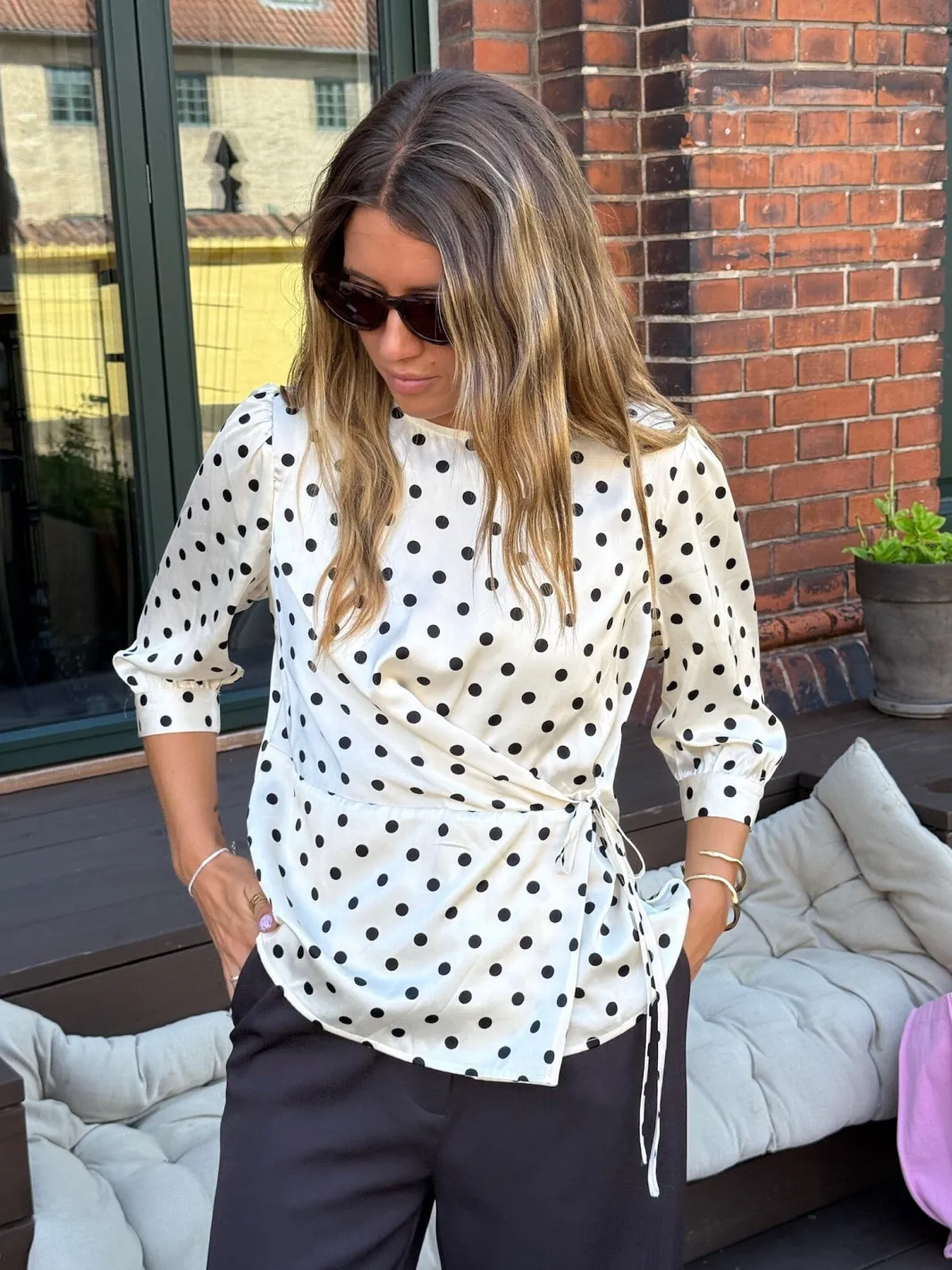 Outlet Dear Molly Dot Top 155563C White W.black Dots