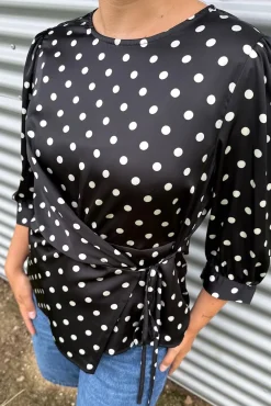 Clearance Dear Molly Dot Top 155563C Black W.white Dots